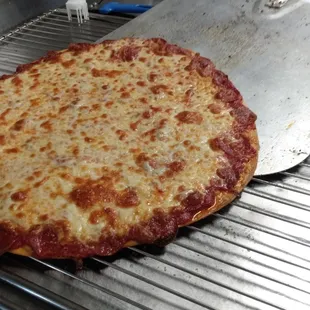a pizza being prepared