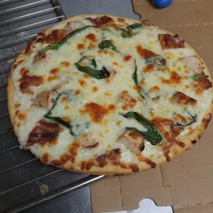Chicken, Bacon, Spinach over Alfredo Sauce...mmm!