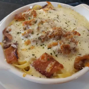 Crispy Chicken Bacon Alfredo Pasta