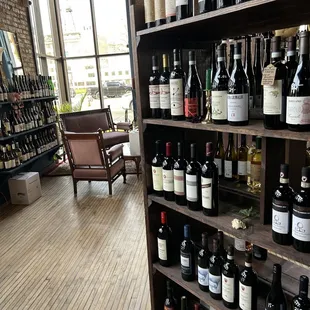 shelves of wine in a wine shop