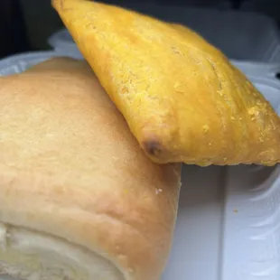 Coco bread and meat patty