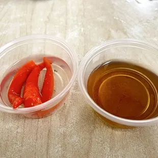 Chili pepper in Vinegar sauce &amp; Patis