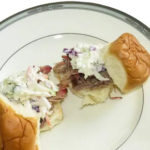 Shredded Smoked Pork Shoulder on a Hawaiian roll