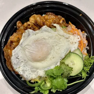 Spicy korean pork belly bowl