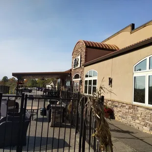 Outside the restaurant.