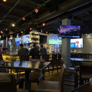 people sitting at a bar in a restaurant