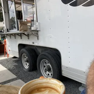 A cap &amp; the trailer pickup window