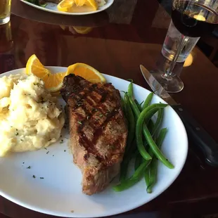 New York Strip with Horseradish Mashed and Green Beans. Amazing!