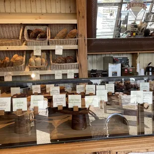 a display of breads and pastries