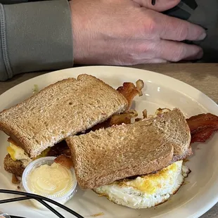Bacon egg and cheese on wheat