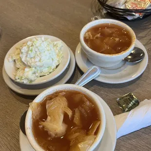 Yummy slaw with two cups of cabbage soup!