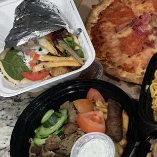 Pork belly gyro and lamb gyro bowl, both very tasty