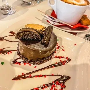 a dessert with chocolate and sprinkles