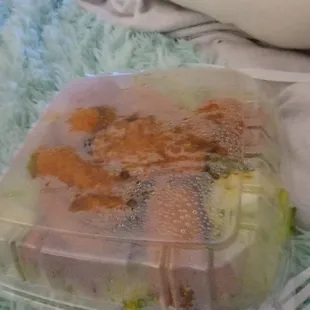 a plastic container of food