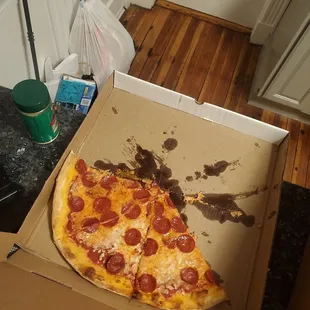 a half eaten pizza