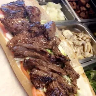 Here is the best beef souvlaki sub at Theo's pizza........