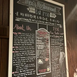 a menu on a chalkboard