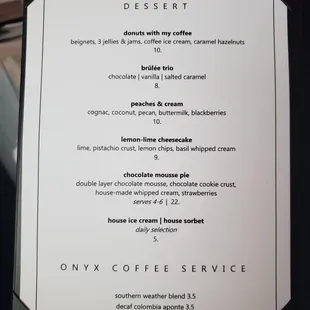 Brulee trio was great, lemon lime good and the chocolate mousse pie was rich and humongous!