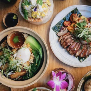 Pork Belly Clay Pot, Crab Fried Rice, Duck Salad