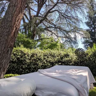 Outdoor massage for a party.