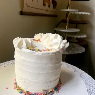 Special Order 3&quot; Mini Cake, Vanilla Cake with Vanilla Buttercream, available Vegan, Egg-free, Dairy-Free, or Gluten/Grain-Free &amp; Sugar-free.
