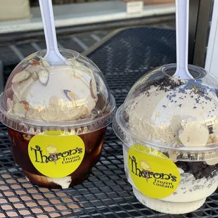 Loved the custards!! Toffee and vanilla mix with almond and hot fudge and toffee and vanilla mix with oreos!
