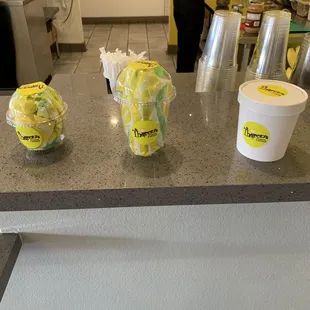 Custard cup sizes small, regular, and pint.