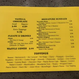 Custard menu