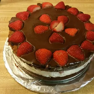 Double chocolate strawberry cheesecake