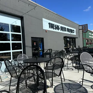 tables and chairs outside