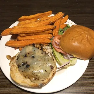 Turkey burger with sweet potato fries