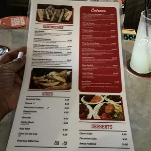 Sandwiches, Entrees, Sides and Desserts