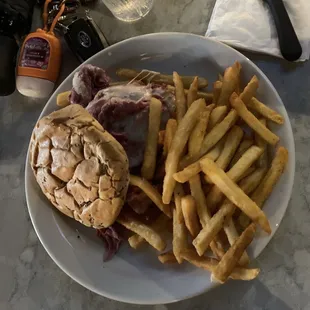 Cornbeef Sandwich and fries