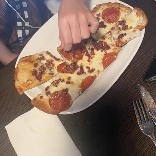 Pepperoni Flatbread add bacon no sauce