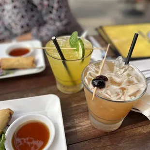 Passion fruit mojito and a tamarin whiskey sour.