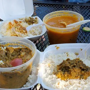 Mango chicken up top and below is the spinach entree