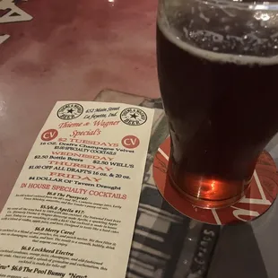 Mason Phoenix IPA. Good daily specials detailed on the menu card.