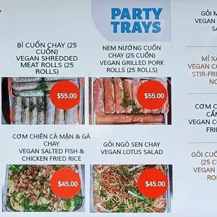 Party Trays available at Thiên Đăng Vegetarian Restaurant, taken Sun Sept 17 2023