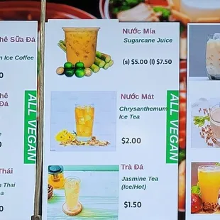 Drinks at Thiên Đăng Vegetarian Restaurant, taken Sun Sept 17 2023