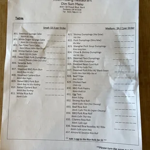 Dim Sum menu 06.13.21