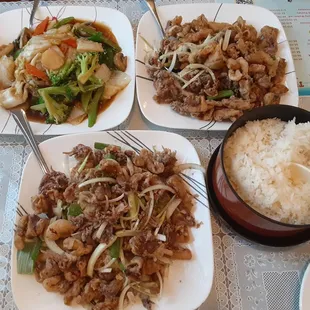 Veggie delight &amp; "his &amp; hers" pepper salted squid. The best in the land!!