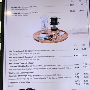 TRUNG NGUYEN coffee menu
