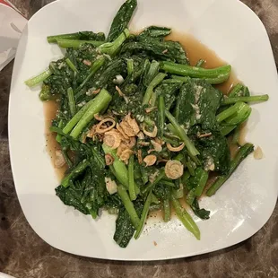 Green beans, scallions and choy fry