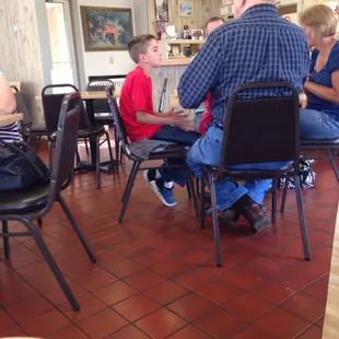 A great place for people of all ages! Not too packed but more than half full on a Friday night!!