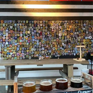 Wall with town/state badges + Flight
