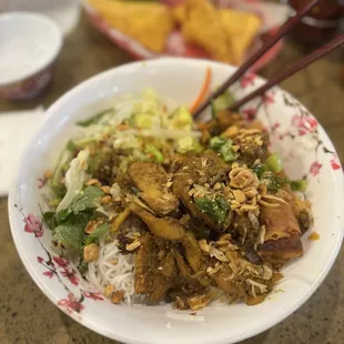 Grilled Chicken &amp; Chicken Eggroll Vermicelli