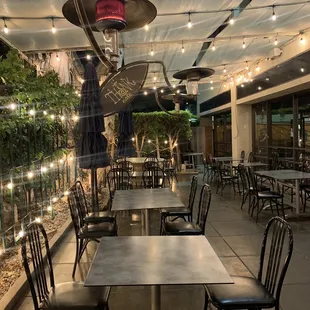 Patio with heat lamps