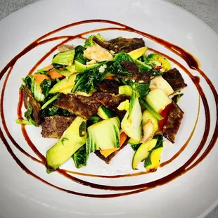 The Shy Guy (lamb and steamed veggies with a balsamic glaze)
