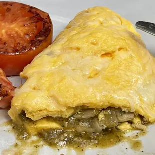 Delicious green verde chicken omelette special