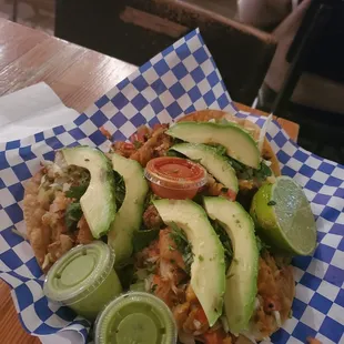 Yummy potato and cauliflower tostados